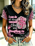 Women's Breast Cancer Awareness Printed short-sleeved T-shirt