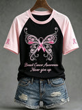 Women's breast cancer awareness main pattern printed casual short-sleeve T-shirt