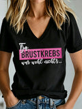 Women's Breast Cancer Awareness Print T-shirt