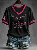 Women's Survivor My Story My Strength V-neck T-shirt