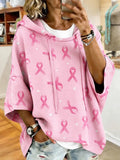 Women's Breast Cancer Awareness Support Pink Ribbon Printed Hoodie