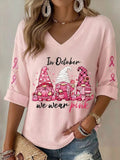 Women's In October We Wear Pink Waffle T-shirt