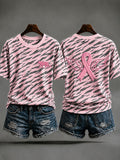 Women's Animal Print Breast Cancer Prevention T-shirt