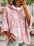 Women's Pink Patchwork Art Hoodie