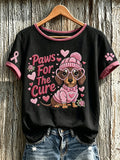 Women's breast cancer theme cute dog print casual short-sleeve T-shirt
